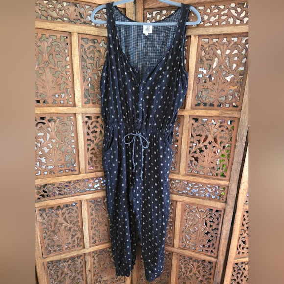 Navy DRA Blue And White Jumpsuit with Drawstring Waist - Picture 1 of 5